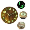 Wall Clocks Fire Pattern Clock Decor Mute For Bedroom Pointer Luminous Wood Pendant