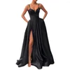 Casual Dresses Slip Dress Skin-friendly Lady Satin High Waist Fabulous Side Slit Low Bosom Banquet