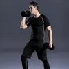 5 datorer Mens Compression Set Running Tights Workout Fitness Training Tracksuit Short Sleeve Shirts Sport Suit Rashgard Kit S-4XL 240116