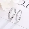 Cluster-Ringe, originelles Design, Sterling-925er-Silber-Paarring mit Schnitzerei, einfache Geschenkidee für Freund oder Freundin