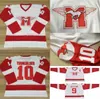 10 Dean Youngblood Hamilton Mustangs Maglie da hockey 9 SUTTON Moive Bianco Rosso Tutte le uniformi da uomo Stiched Spedizione veloce