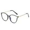 TR -glasögon Anti Blue Light Metal Frame Wavy Large Square Fashion Flat Lens Student Myopia