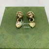 Boucles d'oreilles rétro plaquées or et cuivre, Double lettre, bijoux élégants avec coffret, cadeau de saint valentin