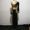 Abbigliamento da palcoscenico Costumi da spettacolo per cantanti in discoteca con paillettes scintillanti Cappotto lungo fatto in testa nero Costume da ballerina senza maniche per donna