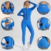 Active Set Women Fitness Suit Långärmad full zip Rinnande jacka Hög midja Yoga Leggings Ribbed Workout Set Gym Outfit Sportswear