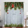 Curtain 2PC Home Decoration Curtains Festive Christmas Atmosphere Christmas Tree Christmas Ball Christmas Gift Santa Claus Cakevaiduryd