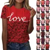 T-shirts voor dames Casual ronde hals Valentijnsdag bedrukt T-shirt met korte mouwen Kleding en aanbiedingen 2024