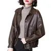 Women's Leather High-end Jacket 2024 Spring Autumn Chic Short Motorcycle Cycling PU Coat Outerwear Female Tops 4XL