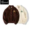 MBBCAR Brown Corduroy American A2 Jacket Vintage Amekaji Beige Tough Guy Heavy Brodery Thick Coat Men 3112 240115