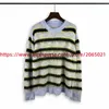 Suéteres masculinos Verde Mohair Stripe Knit Sweater Homens Mulheres Melhor Qualidade Redondo Pescoço Oversize Sweatshirtsephemeralew