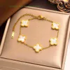 Charme pulseiras 18k banhado a ouro van brinco de luxo 4/quatro folhas trevo jóias moda charme jewlery designer para mulheres versão alta com caixa