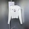 Tasarımcı Yüksek Kaliteli Örme Crewneck Sweater Moda Pullover Uzun Kollu Üçgen Logo Düz Renk Lüks Sweater