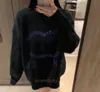2024 Designer high quality Letter logo diamond three-dimensional decorative sweater women's round neck pullover high quality loose knit