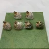 Söt jordgubbsstil Stud Luxury Rhinestone örhängen Vintage Full Crystal Earring Jewelry Valentines Day Gift