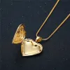 14-каратное желтое золото, мемориальный женский медальон с изображением сердца, фото, кулон, модный открывающийся медальон с изображением, ожерелье, ювелирные изделия