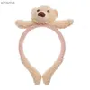 Headbands New Plush Bear Headband for Women Cute Cartoon Rabbit Doll Girl Cloth Hair Tie Creative Animal Hair Accessories Childrens Gift YQ240116