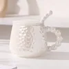 Tasses tasse à eau en céramique galvanisée avec couvercle cuillère tasses à café tasse à thé au lait cadeau de l'après-midi