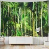 Tapisserier Paulownia Bambu skogsvägg hängande landskap målning tapestry vardagsrum ins enkel bakgrunddukdekor