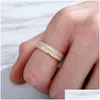 Wedding Rings 18K Gold Plating Wedding Rings Jewelry 5Mm Width Fashion Bling Cubic Zirconia Copper Men Women Egagement Party Band Gif Dhxqv