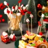 Nieuwe Banners Streamers Confetti 100 stuks Kerst Cocktail Prikkers Diverse Handgemaakte Fruit Bamboe Tandenstokers voor Drinken Fruit Dessert Voedsel Voorgerecht Decoraties