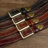 Cinture Western addensato retrò in pelle di mucca modello albero fibbia ad ardiglione in rame cintura da uomo linea di moda design regalo autentico