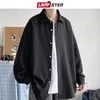 Lappster homens coreano moda branca camisas de manga longa 2023 harajuku preto camisa de grandes dimensões masculino botão acima blusas 5xl 240115