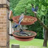 Autres fournitures pour oiseaux Bol d'alimentation à montage sur arbre 2 plateaux pour bain spa avec anneaux en métal et vis installés sur un accessoire de clôture en bois