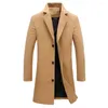 Trenchs pour hommes Manteau en laine Veste longue en coton Coupe-vent décontracté Manteau à revers à simple boutonnage Plus Taille Mode Mélange de laine Couleur