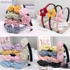 Headbands New Cute Fabric Flower Bunny Ears Bow Hairband Headband Scrunchie Women Girls Children Hair Head Hoop Band Accessories Headdress YQ240116