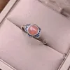 Cluster Rings Hoyon Natural Pink Gem Ring S925 Sterling Silver smycken utsökta runda lotus vintage kristall kvinnors tillbehör