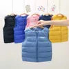Crianças colete crianças engrossar colete quente outerwear para 2 to12yrs meninos outono inverno meninas para baixo algodão sem mangas jaquetas 240116