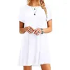 Party Dresses Summer Women's Short Sleeved Dress Loose Casual Round Neck A-line Solid Color T-shirt Home Wear