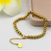 Link Bracelets Gold Color Filled Stainless Steel Beads Women Men Heart Customize 4/5mm Strand K0004-1