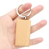 Nyckelringar 40st tomt trä Key Chain Rektangel oavslutade trämärken DIY Keychain Supplies Gift Hantverk