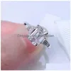 Anéis de casamento Vecalon Princesa Promessa Anel Real Soild 925 Sterling Sier Diamante Cz Noivado Anéis de Banda de Casamento para Mulheres Bridal Fi Dhyxb