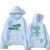 Macc Self Care lettre imprimer vestes à capuche femmes hommes pulls à épaules tombantes unisexe sweats surdimensionnés ample décontracté vêtements de sport 240115