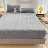 Thicken Velvet Bed Cover Elastic Fitted Sheet Winter Warm Mattress Soft Breathable Protection Solid Color 240116