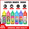 100% original grossist vapen Mars Torndao 9000 puffs uppladdningsbar engångsvap