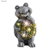 Décorations de jardin Énergie solaire succulent animal statue Résine Animal Ornement succulent Ornement imperméable Chouettes pour le décor de jardin YQ240116