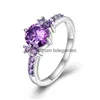 With Side Stones Trendy Gemstones Sier 925 Jewelry Aquamarine Ring For Women Amethyst Blue Sapphire Cocktaill Rings 1562 V2 Drop Deli Dha5J