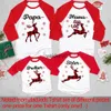 Familienübereinstimmende Outfits Hirsch gedruckte Familie Matng Kleidung Weihnachten Mama Papa Tochter Sohn T-Shirt Kleidung Xmas Party Familie Langarm Outfit Tops H240508