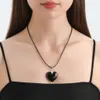 Jewelry Minimalist Red Cowhide Rope with French and Cool Style, Niche Heart-shaped Necklace for Women