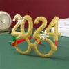 New Banners Streamers Confetti 1pc 2024 New Year Glasses Frame Photobooth Props Merry Christmas Ornaments Xmas Navidad Gifts New Year Eve Party Favors Decor