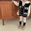 秋の女の子ニットカーディガンベストファッション子供韓国女の子フラワーニット幼児ジャケットキッズベイビーVネックセーター子供240116