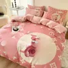 Conjuntos de cama de designer lavados seda conjunto de quatro peças alta contagem e lençóis de alta densidade luxuoso material macio conjuntos de cama
