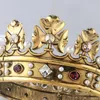 Set Barock Vintage Royal King Round Gold Tiaras Big Men Crowns Retro Prom Party Pageant Diadem Costume Prince Hair Accessories Men