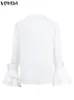 Grande taille 5XL VONDA mode femmes chemises chemisier blanc à manches longues Flare hauts tunique décontracté boutons solides fête Blusas Femininas 240116