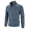 Herfst Winter Dikke Gebreide Trui Mannen Truien Effen Kleur Rits Mock Hals Slim Fit Gebreide Causale Man 240116