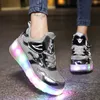 Kinderen Rolschaatsen Trekwielen Schoenen Gloeiende Mode Kinderen Sportschoenen Casual Schaatsen USB LED Licht Sneakers voor Kinderen 240116