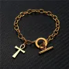 Bracelet à breloques amulette croix Ankh égyptienne pour femme, couleur dorée, chaîne en or jaune 14 carats, bijoux égyptiens, cadeau